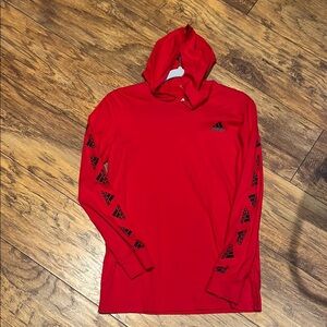 EUC Adidas Red Hooded Long Sleeve Tee